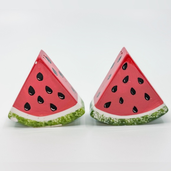 Bright & Cheery Watermelon Hand-Painted Ceramic Salt & Pepper Shaker Set 3" x 3" - Picture 4 of 12
